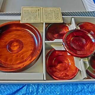 ◉天然木、手作り漆器セット。★未使用箱入り、綺麗な状態、★👉プロフィ―ル必読です。の画像