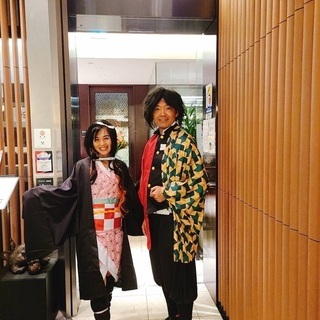 「鬼滅の刃・竈門禰豆子のコスプレ衣装＆ウィッグ」お譲りします。の画像