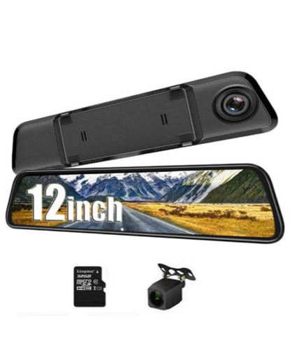 スマートミラー　ドライブレコーダー ミラー 前後カメラ AS-3 MAX 12インチモニター IMX335センサー 前後同時表示 1440P デジタルインナーミラー 全画面モニター 高画質 日本語説明書 タッチパネル HD 170度広角 ループ録画 常時録画 衝撃録画 駐車監視