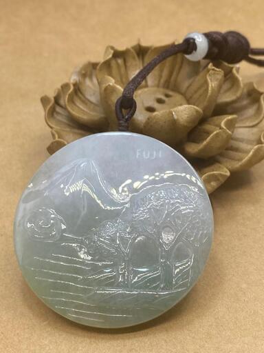 福袋 ネックレス 玉壁 富士山 本翡翠 氷ヒスイ 誕生日プレゼント 手作り 鑑別書有02