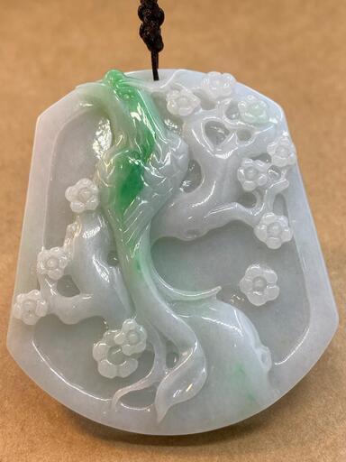 福袋 ネックレス 玉壁 鳥と桜 本翡翠 ヒスイ 誕生日プレゼント 天然石 鑑別書有