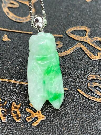 福袋 ネックレス 蝉 本翡翠 ヒスイ 緑色 誕生日プレゼント 18kゴールド 鑑別書有2