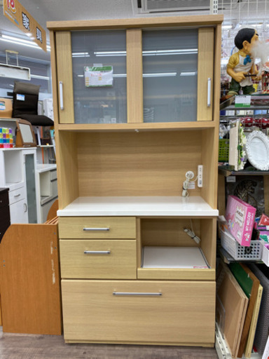 ニトリ レンジボード キッチンボード 食器棚 ライトブラウン 17,900