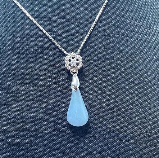 福袋 ネックレス 水滴 本翡翠 氷ヒスイ ブルー 誕生日プレゼント 手作り 鑑別書有