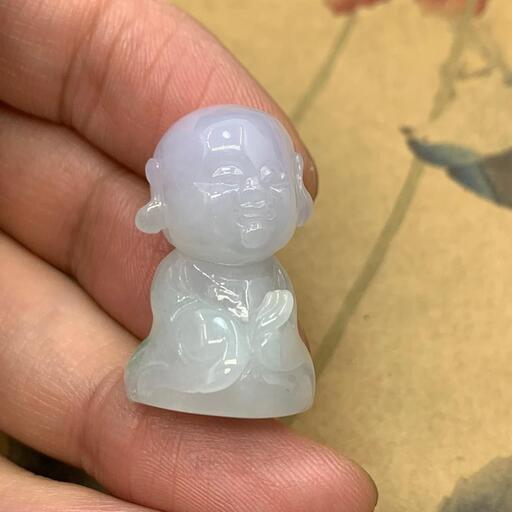 福袋 置物 仏様 本翡翠 ヒスイ ラベンダー 誕生日プレゼント 手作り 天然石 鑑別書
