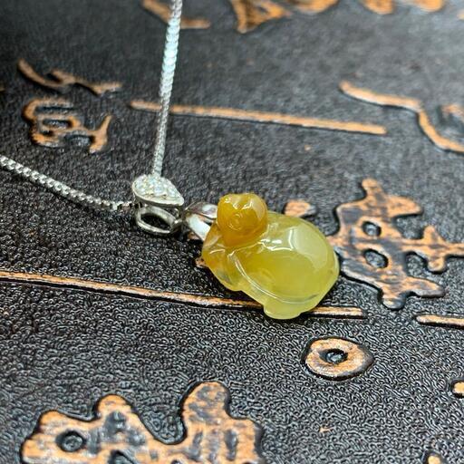 福袋 ネックレス 亀 本翡翠 氷ヒスイ 黄色 誕生日プレゼント 手作り 透明感 鑑別書