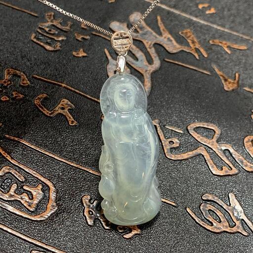 福袋 ネックレス 観音様 本翡翠 氷ヒスイ 誕生日プレゼント 安産祈願 鑑別書有5
