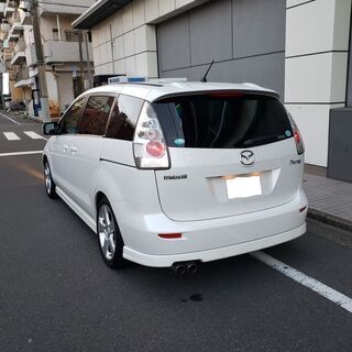 プレマシー　ブライトスタイリッシュ（限定車）　Ｈ18　車検3年9月　走行59000キロ　ＨＤＤサイバーナビ＆フルセグＴＶ　カラーバックカメラ　両側パワースライド　キセノン＆フォグ　専用エアロ＆17ＡＷ　禁煙車の画像