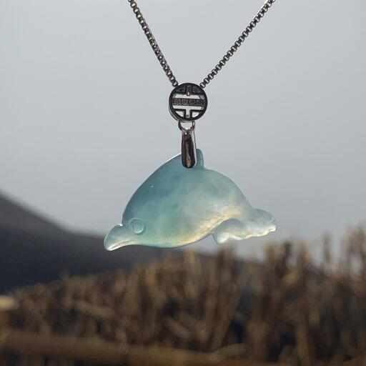 福袋 ネックレス イルカ 本翡翠 氷ヒスイ 誕生日プレゼント 手作り 天然石 鑑別書