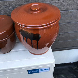 【まとめ売り】蓋付き　壺　漬物壺　梅壺　梅干し　陶器　オシャレ　4個まとめて　未使用の画像