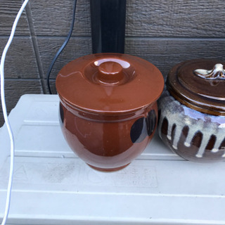 【まとめ売り】蓋付き　壺　漬物壺　梅壺　梅干し　陶器　オシャレ　4個まとめて　未使用の画像