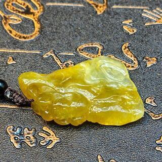 福袋 ペンダント はすの花 本翡翠 氷ヒスイ 黄色 誕生日プレゼント 天然石 鑑別書有2の画像