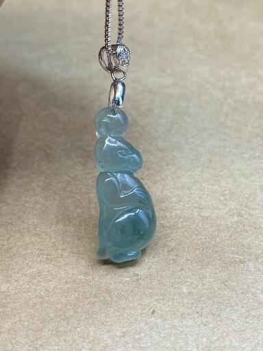 福袋 ネックレス 兎 氷ヒスイ 本翡翠 緑色 誕生日プレゼント 金運アップ 鑑別書有2