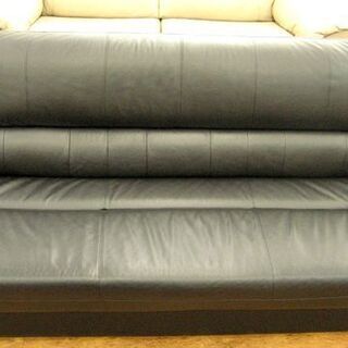 総革 3人掛け ソファ ブラック 黒 モダン レザー 幅180cm 札幌市厚別区