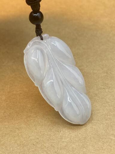 福袋 ネックレス 葉っぱ 氷ヒスイ 無樹脂浸透 透明色 誕生日プレゼント 鑑別書有