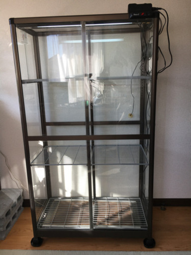 暖房　サーモ　換気扇　照明付き90cm温室