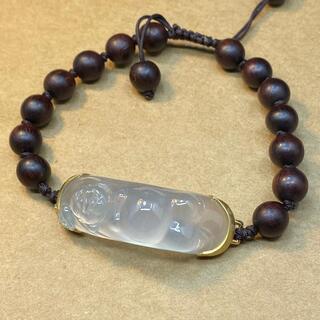 ブレスレット 仏様 本翡翠 氷ヒスイ ガラス色 誕生日プレゼント 鑑別書有