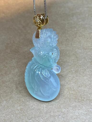 福袋 ネックレス 龍財布 本翡翠 高級透明感 氷ヒスイ 誕生日プレゼント 鑑別書有