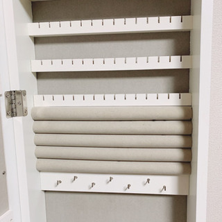 【お話中】アクセサリー小物収納付き全身鏡 ホワイトの画像