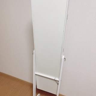 【お話中】アクセサリー小物収納付き全身鏡 ホワイトの画像