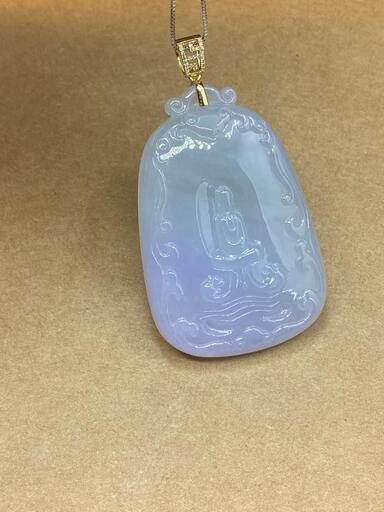 福袋 ネックレス 仏様 本翡翠 氷ヒスイ 誕生日プレゼント 18kゴールド 鑑別書有