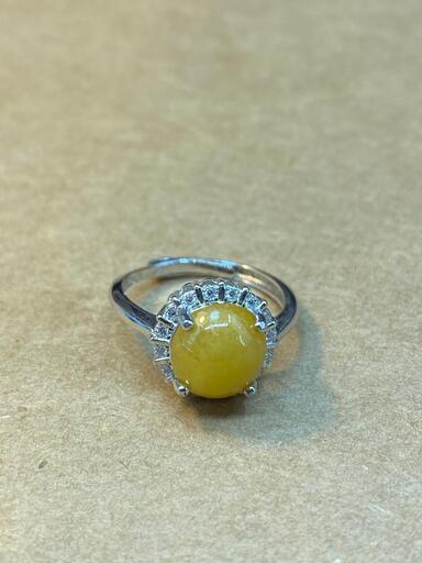 指輪 リング ミャンマー産 ヒスイ 本翡翠 黄色 フリーサイズ 誕生日プレゼント 本物保証