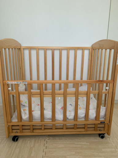 【中古品】【カトージ】 ミニベッドチャーミー ナチュラル 02147 ＆　ミニ布団7点セット（アルファベット）05702
