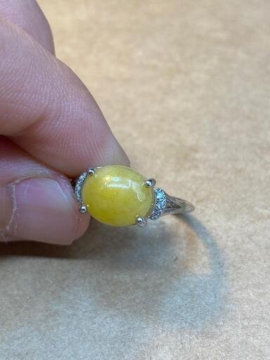 指輪 リング 天然本翡翠 ヒスイ 黄色 希少 フリーサイズ 男女兼用 本物保証