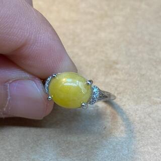 指輪 リング 天然本翡翠 ヒスイ 黄色 希少 フリーサイズ 男女兼用 本物保証