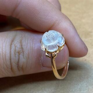 指輪 リング 花びら 本翡翠 氷ヒスイ フリーサイズ 誕生日プレゼント