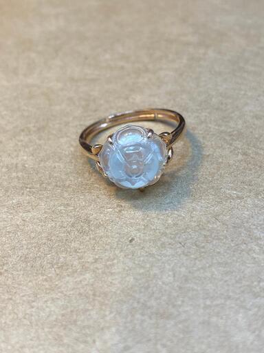 指輪 リング 花びら 本翡翠 氷ヒスイ フリーサイズ 誕生日プレゼント 縁起物 鑑別書有