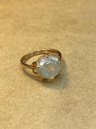 指輪 リング 花びら 本翡翠 氷ヒスイ フリーサイズ 誕生日プレゼント 縁起物 鑑別書有4