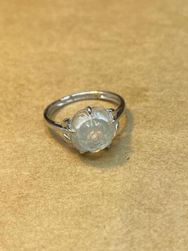 指輪 リング 花びら 本翡翠 氷ヒスイ フリーサイズ 誕生日プレゼント 縁起物 天然石 鑑別書