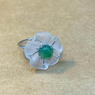 指輪 リング 花びら 本翡翠 氷ヒスイ フリーサイズ 誕生日プレゼント