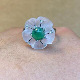 大粒ペリドット3.88ct ダイヤ0.47ct リング