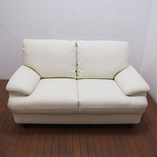 【良品】ニトリ 合皮 2Pソファ ラブソファ 幅140 奥行89 高さ80cm (EA24)