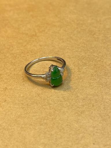 指輪 リング 瓢箪 本翡翠 氷ヒスイ 誕生日プレゼント 18kゴールド 鑑別書