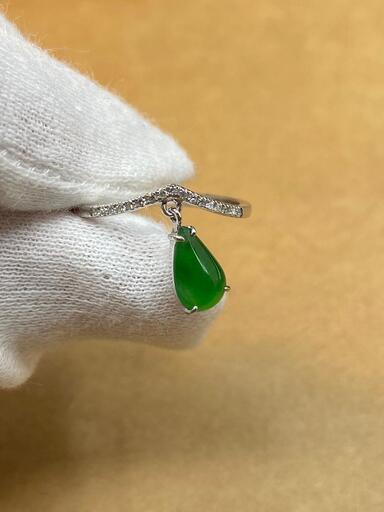 指輪 リング 本翡翠 氷ヒスイ 誕生日プレゼント 天然石 18kゴールド 鑑別書