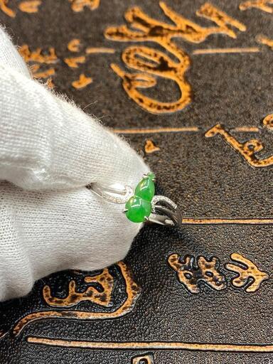 指輪 リング 瓢箪 本翡翠 氷ヒスイ 誕生日プレゼント 18kゴールド 鑑別書有