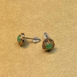 ピアス 花 本翡翠 ヒスイ 緑色 縁起物 誕生日プレゼント 金運アップ 本物保証2の画像