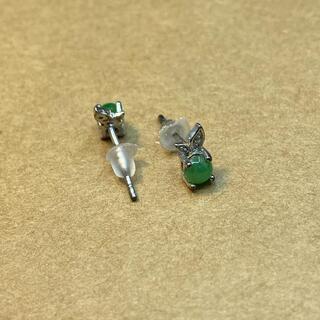ピアス りんご 本翡翠 ヒスイ 緑色 縁起物 誕生日プレゼント 天然石 本物保証の画像
