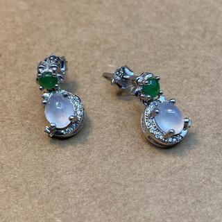 ピアス 本翡翠 氷ヒスイ 緑色 金運アップ 誕生日プレゼント 天然石 本物保証18の画像