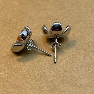 ピアス 花 本翡翠 ヒスイ 赤色 縁起物 誕生日プレゼント 金運アップ 本物保証19の画像