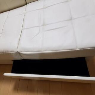 条件付値引き有★ ソファベッド オフホワイト 2～3人掛の画像