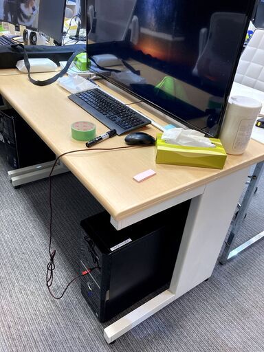 OAデスク (木目調) 引出し付き