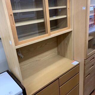 無印良品　木製カップボード　スライド扉　