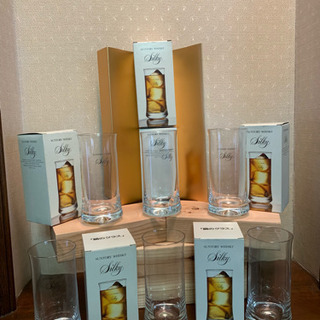SUNTORY whiskyシルキー絹のグラス6個入り箱1セット未使用