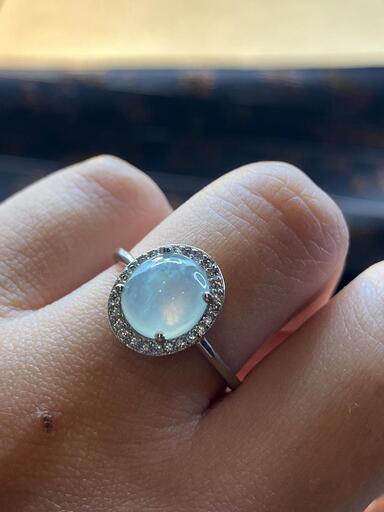 指輪 リング 本翡翠 氷ヒスイ フリーサイズ 透明色 誕生日プレゼント シルバー 本物保証 #4