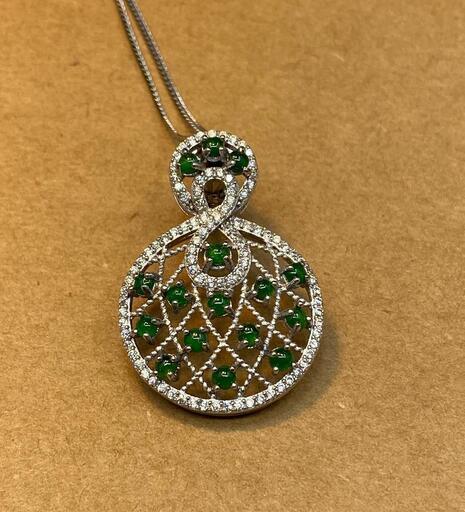 福袋 ネックレス 本翡翠 氷ヒスイ A貨 緑色 天然石 シルバー ジリコン 本物保証