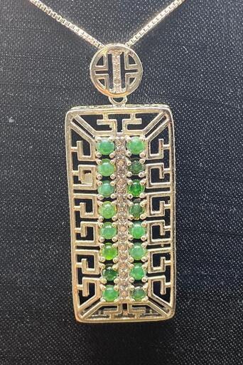 福袋 ネックレス 算盤 本翡翠 氷ヒスイ A貨 緑色 天然石 シルバー 本物保証